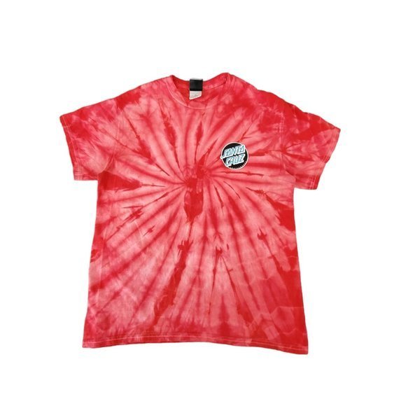 Vintage‎ Santa Cruz Red & Pink Tie Dye Short Sleeves Shirt - Picture 1 of 6